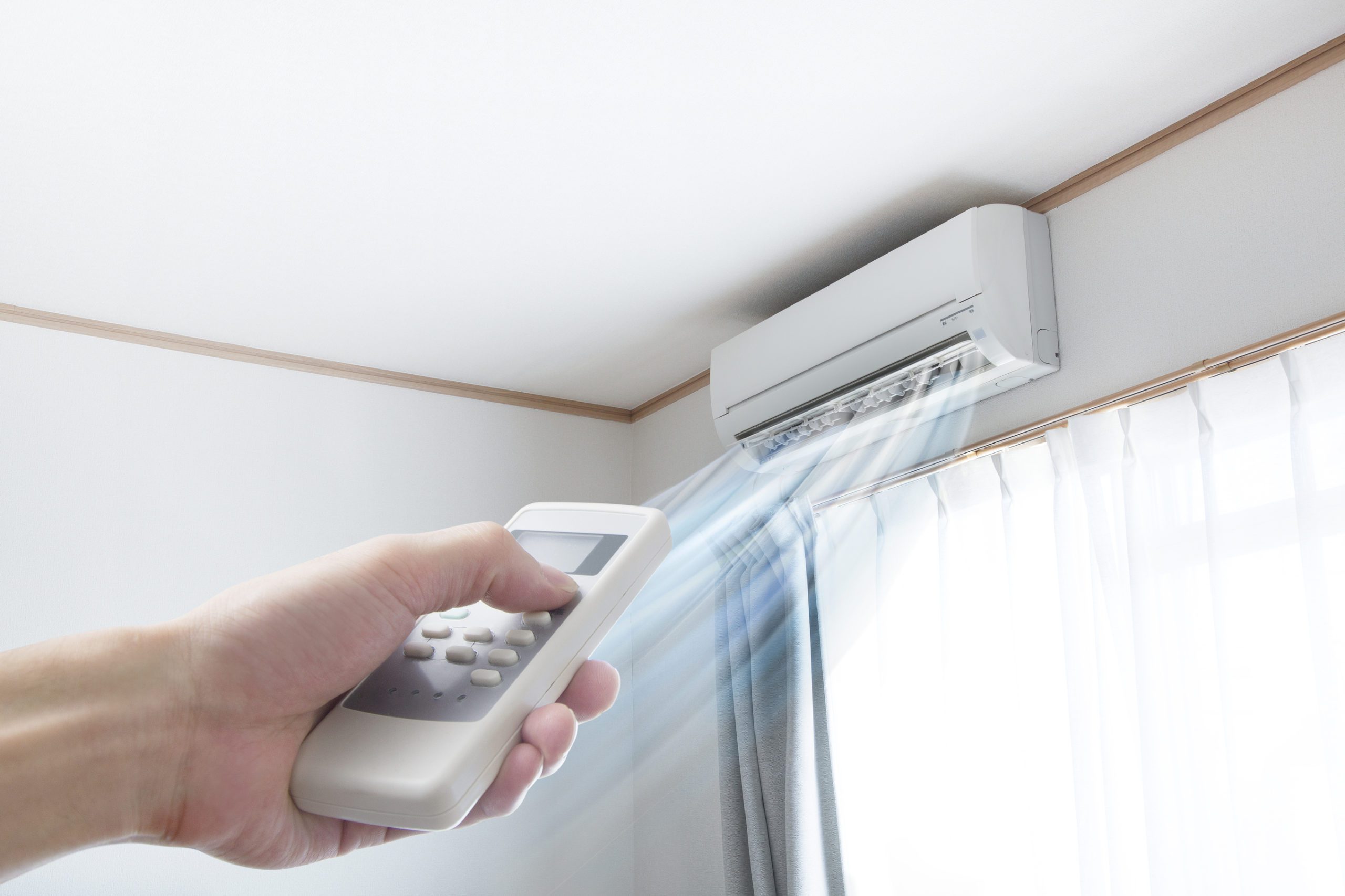 heat pump or ductless mini-split blowing warm or cool air